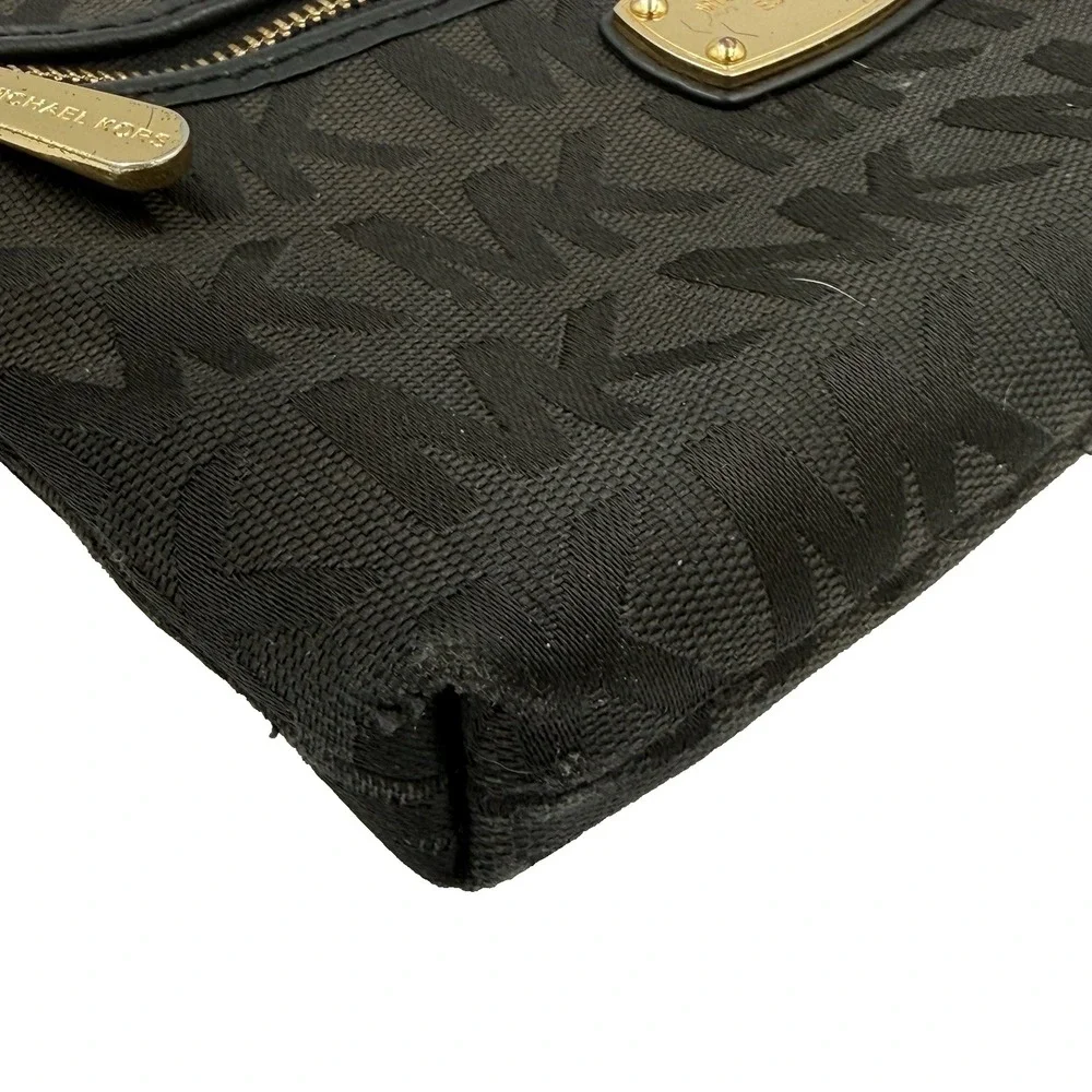 Michael Kors Jet Set Large Wristlet - Black Signature MK‎ Monogram Jacquard